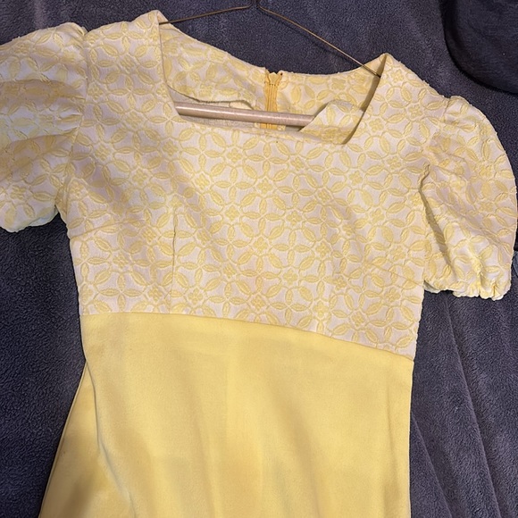 50s couture stunning yellow on yellow on white sundress - Picture 2 of 6